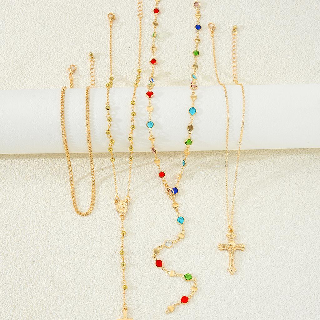 Colorful Cross Multi Layer Necklace Shiny Fashion Jewelry For Women Men Elegant High Quality Accessory