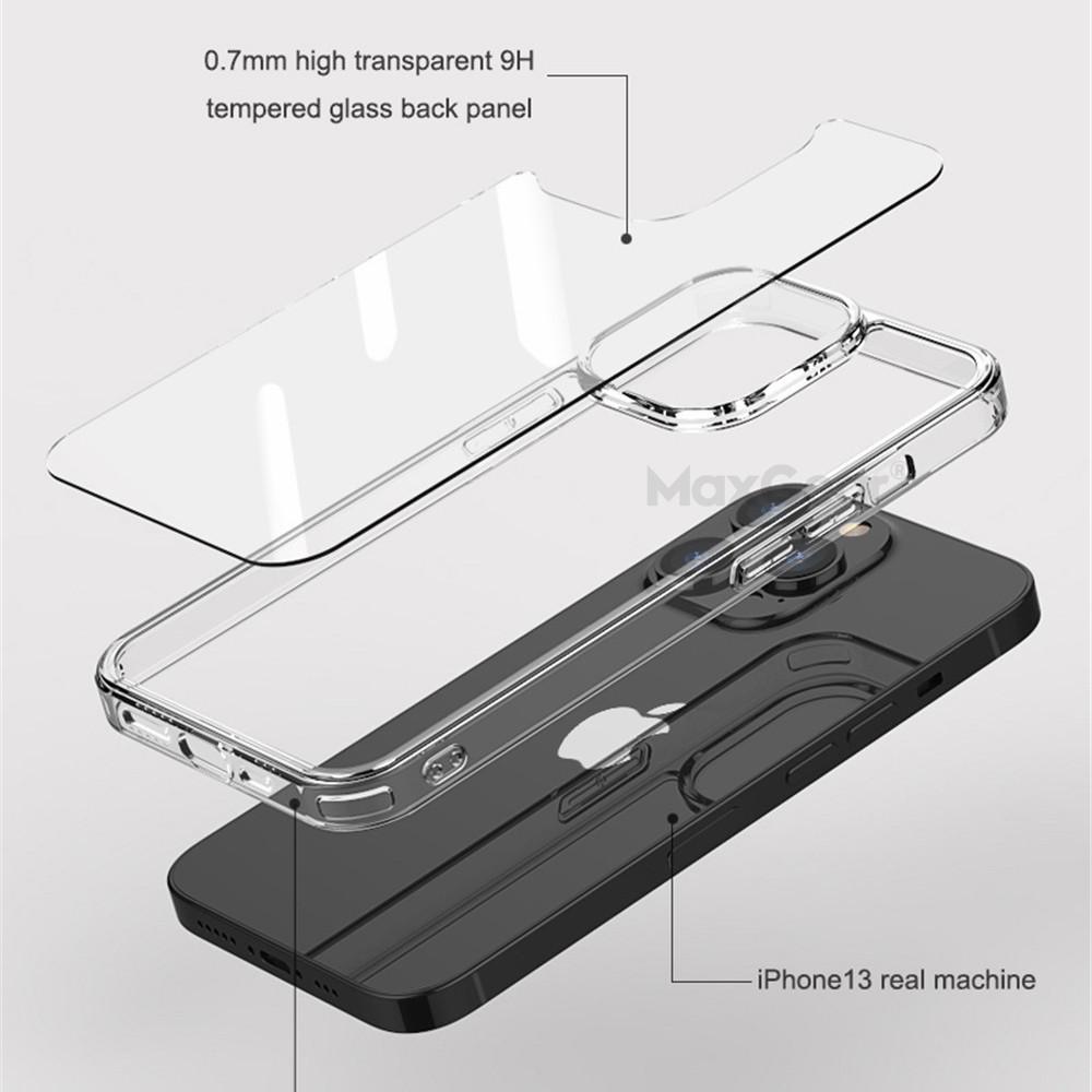 HD Tempered Glass Clear Case For iPhone 15 14 13 12 11 Pro Max XR XS 7 8 Plus Mini Luxury Transparent Soft Frame Hard Back Cover