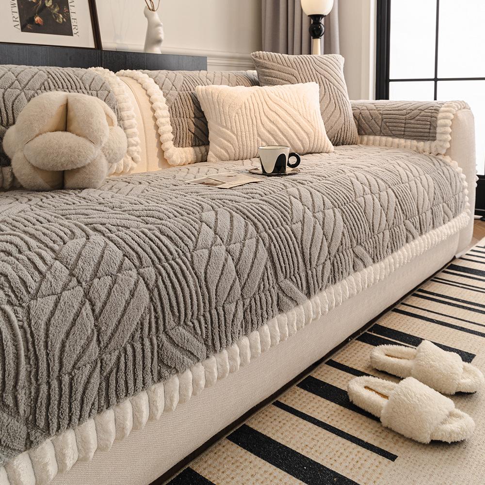 Thick Plush Sofa Cushion Winter Warm Dustproof Couch Towel Skin-friendly Comfortable Delicate Anti-static Machine Washable