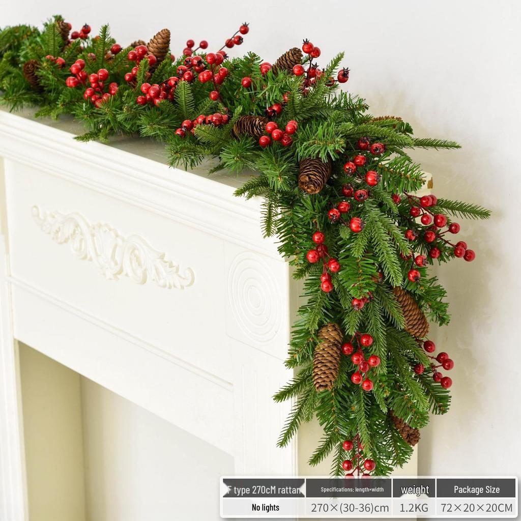 Christmas Glimmer: Garland Set for Tree, Window, and Fireplace with Flocked Leaf Ornaments