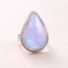 Rainbow Moonstone Pear Shape Statement Ring, 925 Sterling Silver Jewelry, Handmade Cocktail Ring