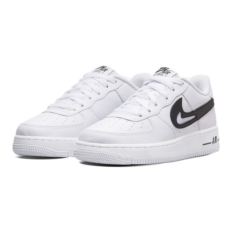 Nike Air Force 1 Low Cut Out Swoosh White Black GS Sneakers DR7889-100