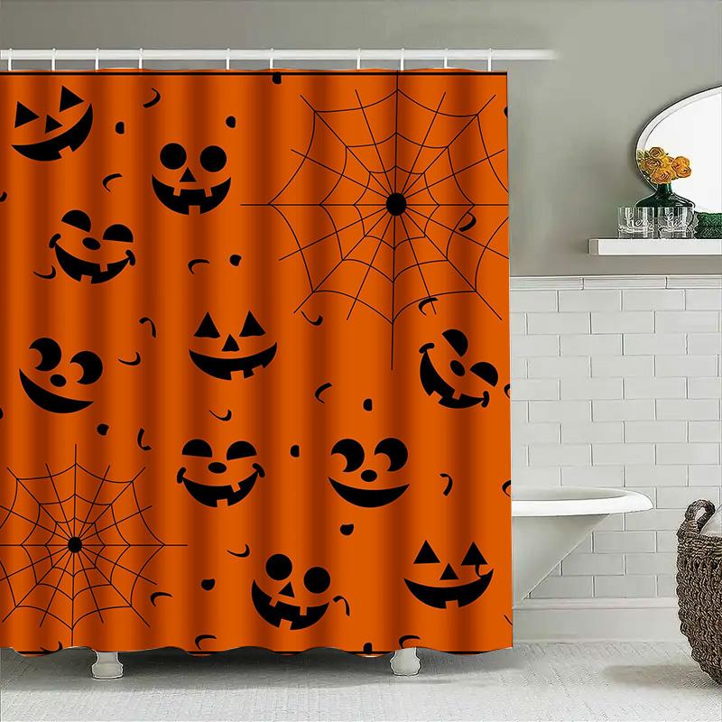 

Tuniu Halloween Pumpkin Bat Curtain Waterproof Bathroom Shower Curtain For Kids Girls Baby Room Decor W60H190(CM)-1 Pcs