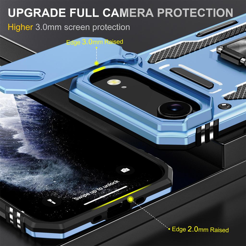 For iPhone Air Case Kickstand Slide Lens Lid PC + TPU Drop-Proof Phone Cover