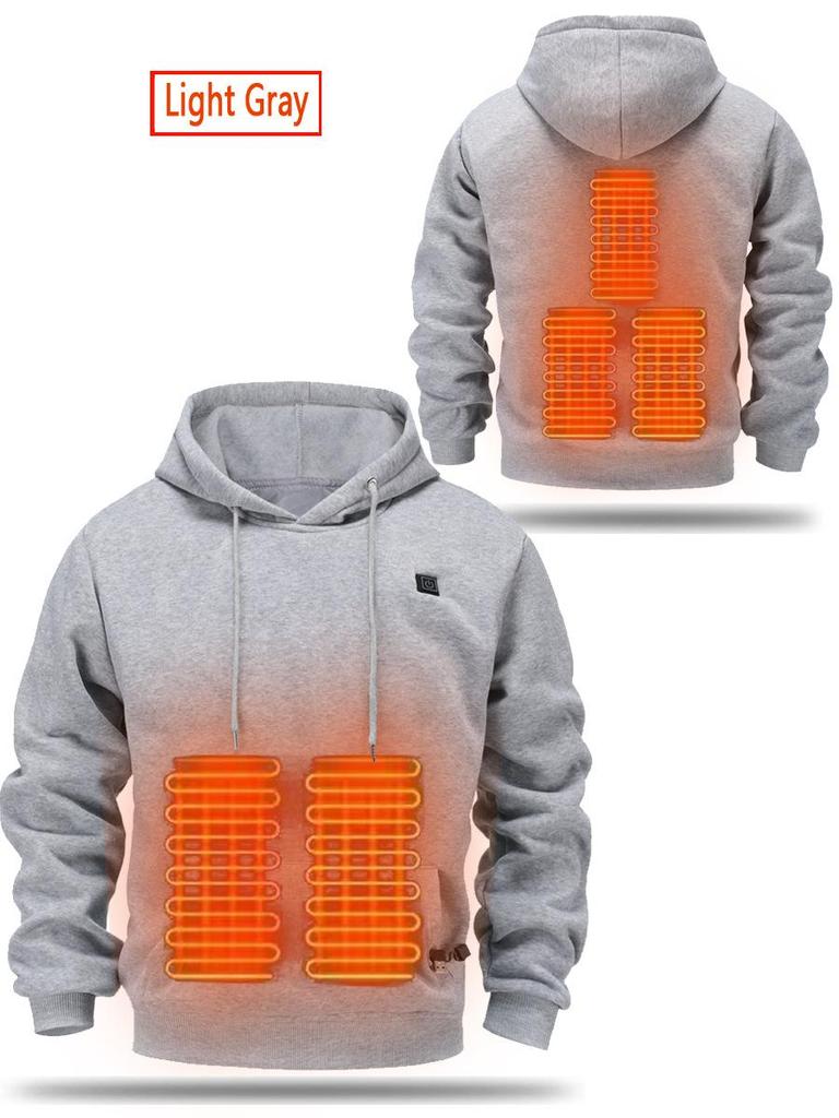 Men's Heated Plush Thick Hoodie - USB Electric, Warm Outdoor Casual Wear