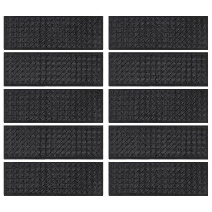 Marches d'escalier - VIDAXL - 10 pcs - Caoutchouc antidérapant - 25x75 cm - Noir