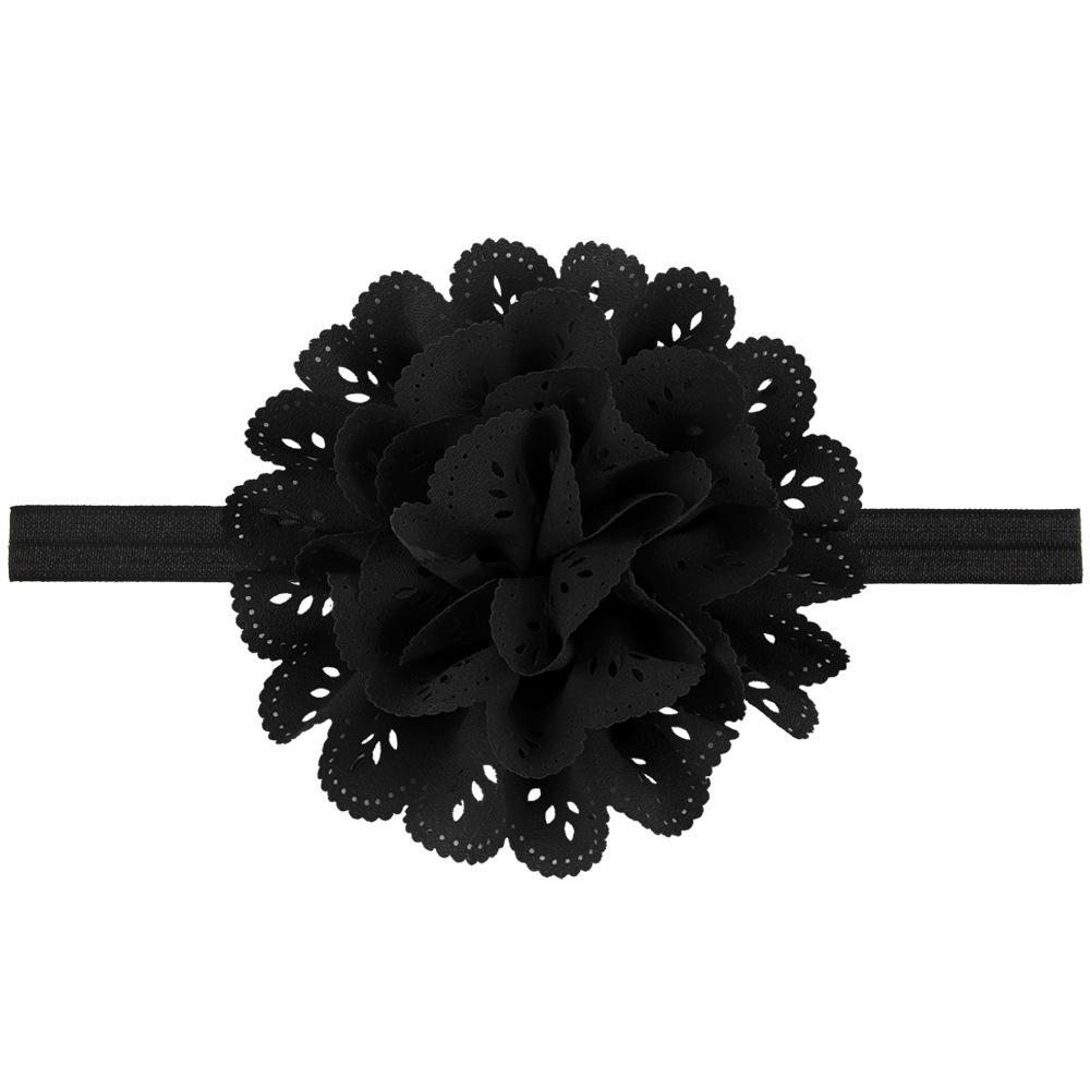 Kids Baby Headwear Hollow Lace Flower Headband Elastic Hair Band Accessories чёрный
