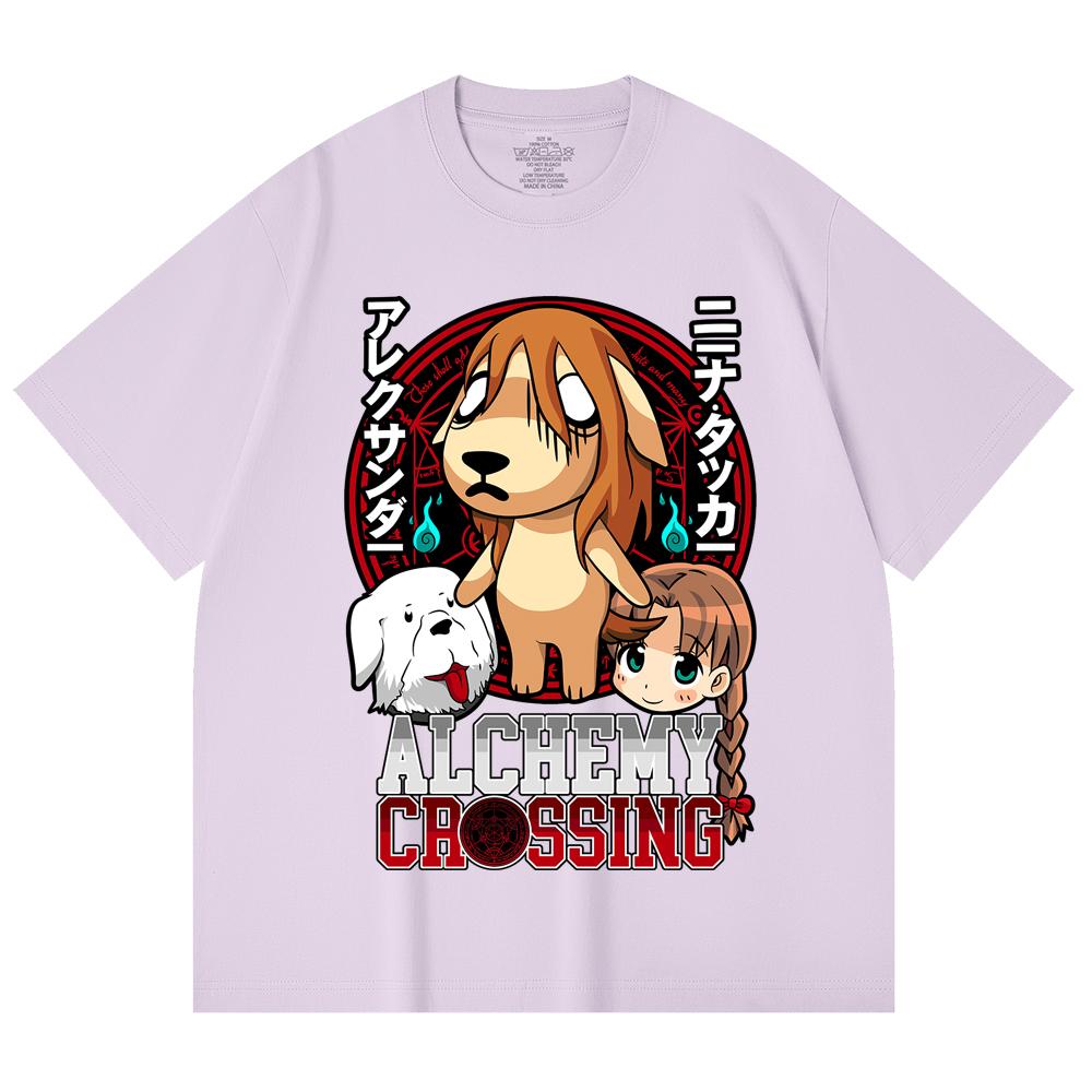 230 Gsm 100% Cotton Fullmetal Alchemist V5 Alchemy Crossing Print Unisex Heavy Cotton T Shirt