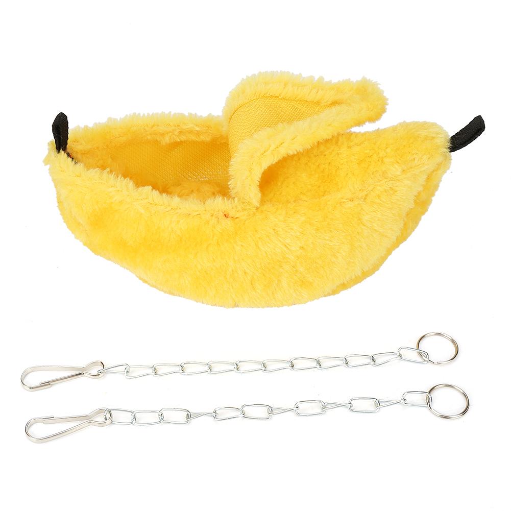 Small Warm Plush Banana shaped Pet   House for Hamster Hammock Bed(Yellow)