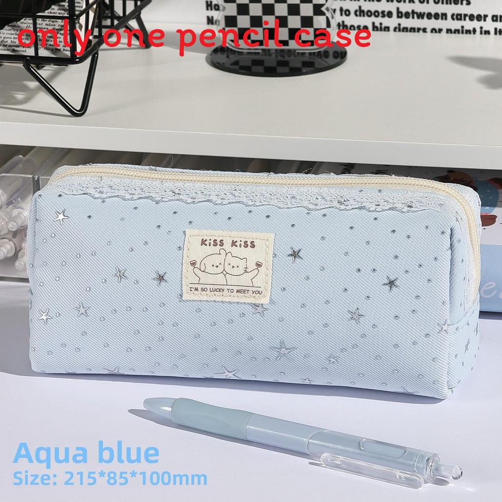 Korean Style Large Capacity Pencil Case With Fabric Material For Students And Office Use