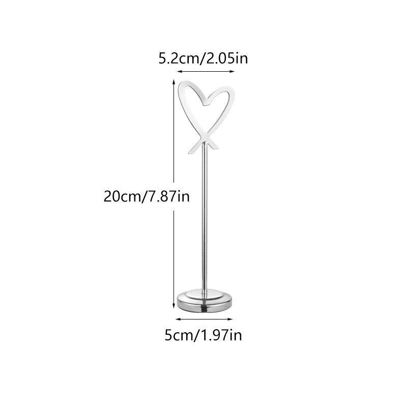 Heart Shape Memo Photo Stand Stainless Steel Card Holder Minimalist Metal Message Board For Home Office Decor With Non-Slip Base