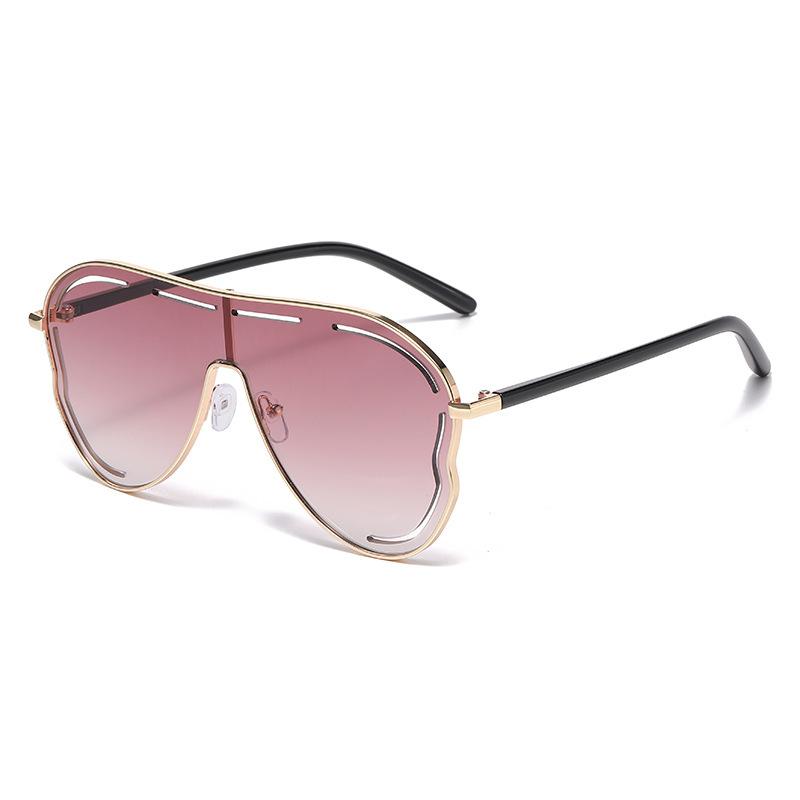 

Oversized One-Piece Shield Square Sunglasses Women 2025 Luxury Brand Metal Big Frame Sun Glasses For Lady Hollow Eyewear Goggle фиолетовый