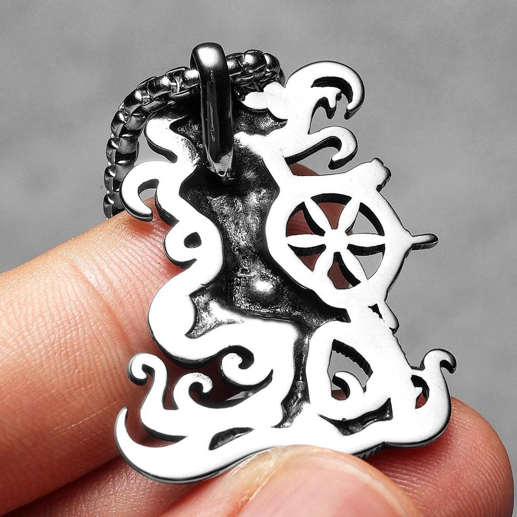 Vintage Retro Captain Mermaid Pendant Necklace Chain Unisex Men Women Fashion Gothic Amulet Talisman Jewelry Party Gift