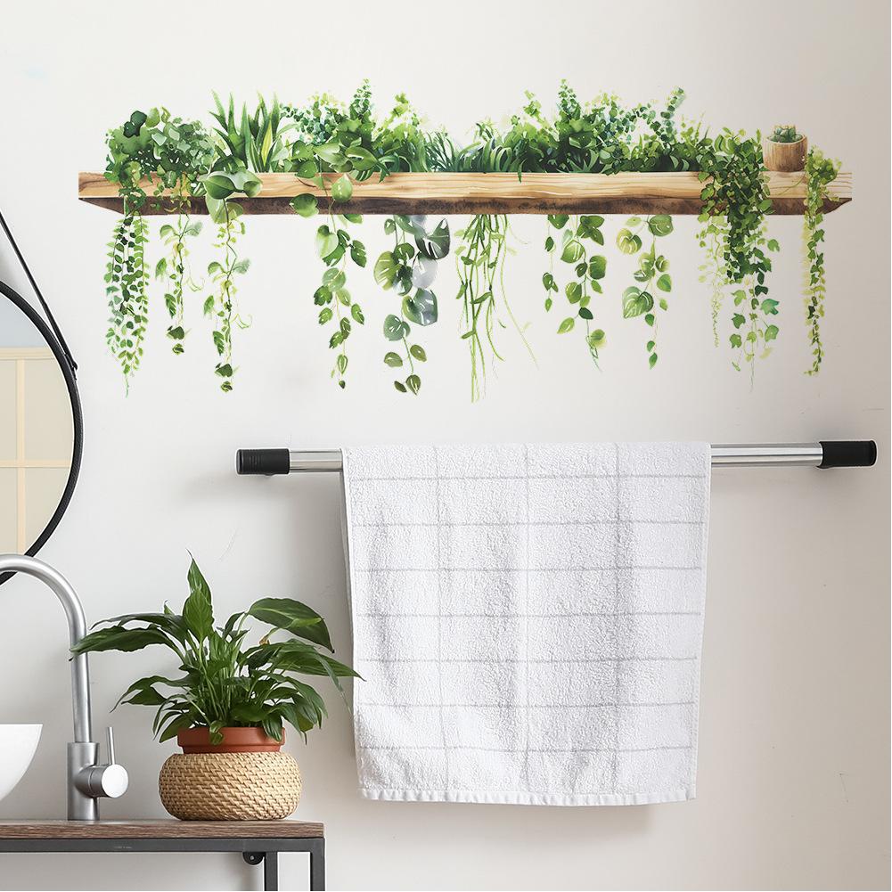 

Green Plants Leaves Wall Stickers, Removable Tropical Leaf Wall Decals Peel And Stick, Floral Vine Decor Art DIY Sticker Wallpaper Supplies 39*90CM