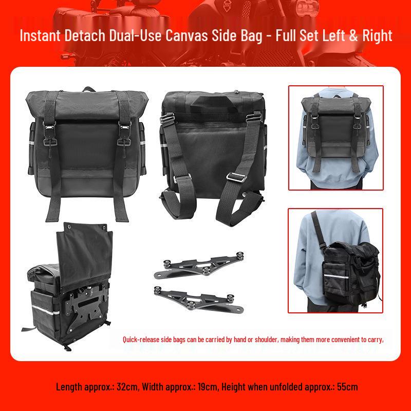 Universal Waterproof Canvas Side Bags for Wuji CU530 & CFMOTO CLC250 Motorcycles