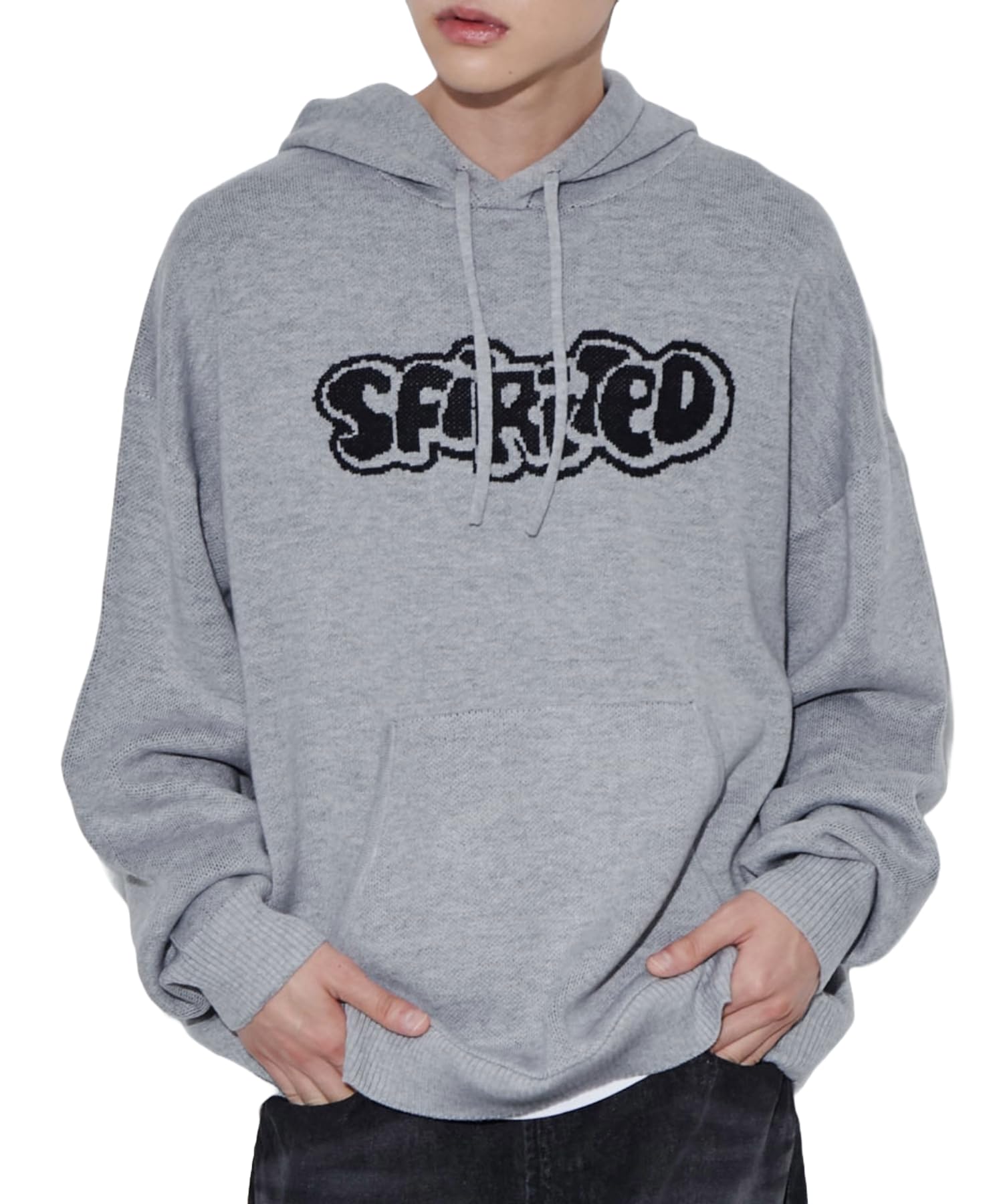 

WEGO Jacquard Graphic Loose Size Gray Men s Hoodie/Sweatshirt, Fit, Oversized, Streetwear, Casual, Fall/Winter, Gift, Spring/Autumn/Winter, M, серый