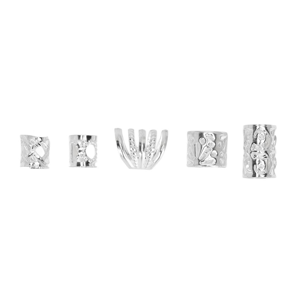 300pcs Beard Beads DIY Retro Lightweight Hair Tube Beads Exquisite Dreadlocks Bead for Men Women Silver