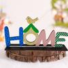 6pcs Cartoon Wooden Table Sign Easter  Eggs Table Centerpiece Sign Tabletop Crafts Decoration