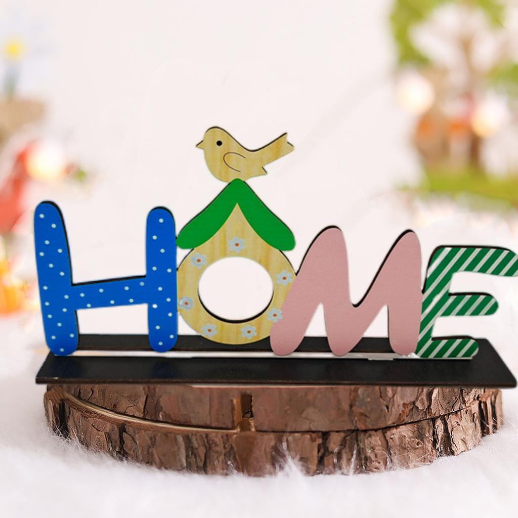 6pcs Cartoon Wooden Table Sign Easter  Eggs Table Centerpiece Sign Tabletop Crafts Decoration