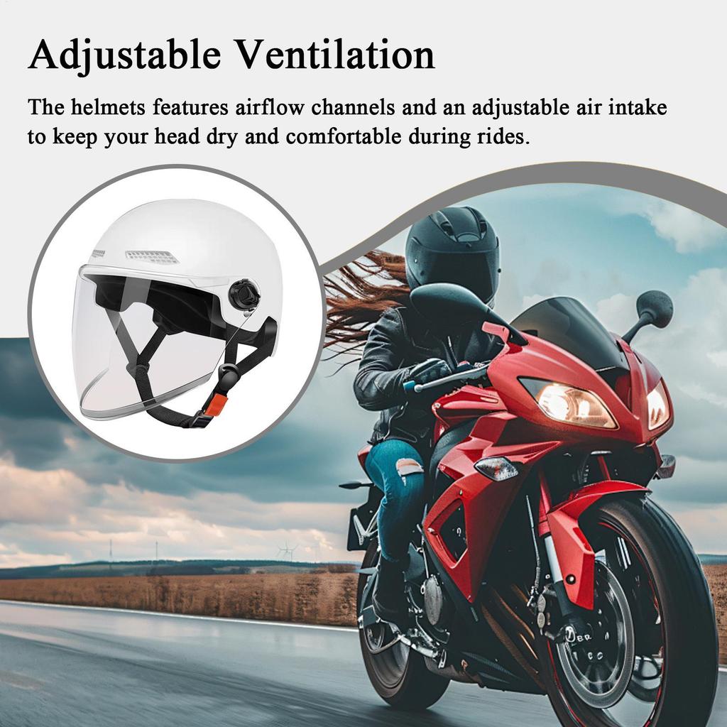 Half Face Helmet Small Motorcycle Helmet Open Face Sun Protection Retro Quick Release Hat For Women Youth Riding Motor Scooter