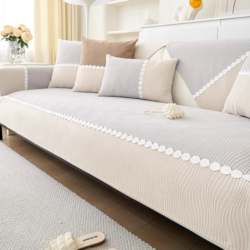 

Чехол для дивана с защитой от царапин, однотонный нескользящий чехол для дивана, универсальный чехол для четырех сезонов из синели, одноцветная подушка для дивана 70x70cm 1pcs