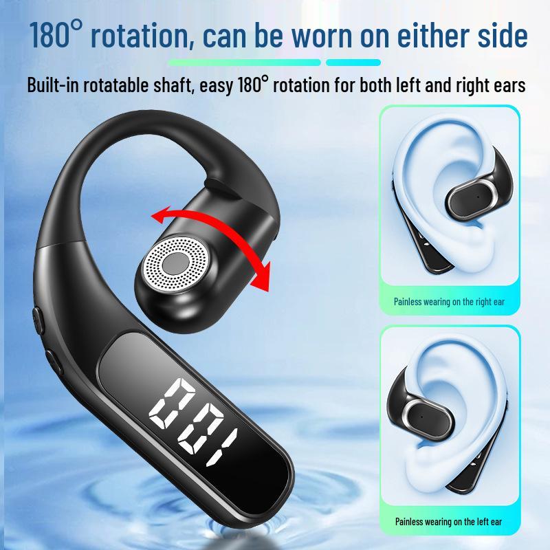 Bluetooth Wireless Stereo Ear-Hook Headset with Digital Display - Universal Fit