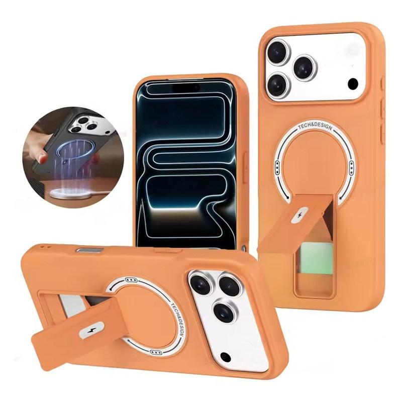 Luxus Klappständer Für Magsafe Lade Handyhülle Für iPhone 17 Air 16E 15 14 13 12 11 Pro Max Plus Matte Ständer Rüstung Magnetische Abdeckung
