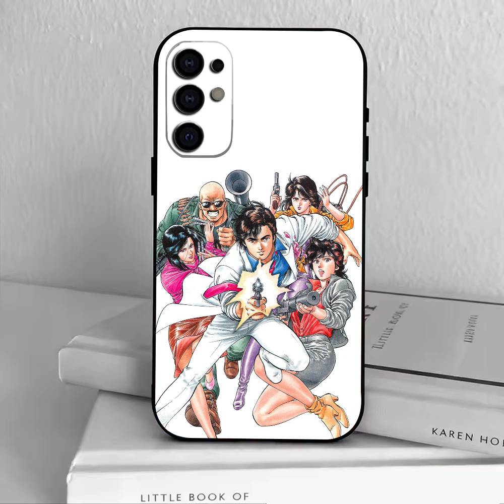 Retro C-City Hunter Comic Phone Case For Samsung S25,S24,S21,S22,S23,S30,Ultra,S20,Plus,Fe,Soft Silicone Black Cover