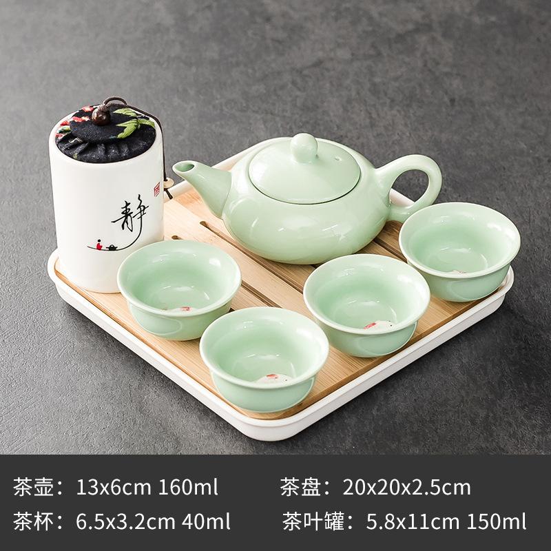 Purple Clay Ceramic Kung Fu Tea Set Home Teapot Set with Portable Tea Tray and Tea Caddy