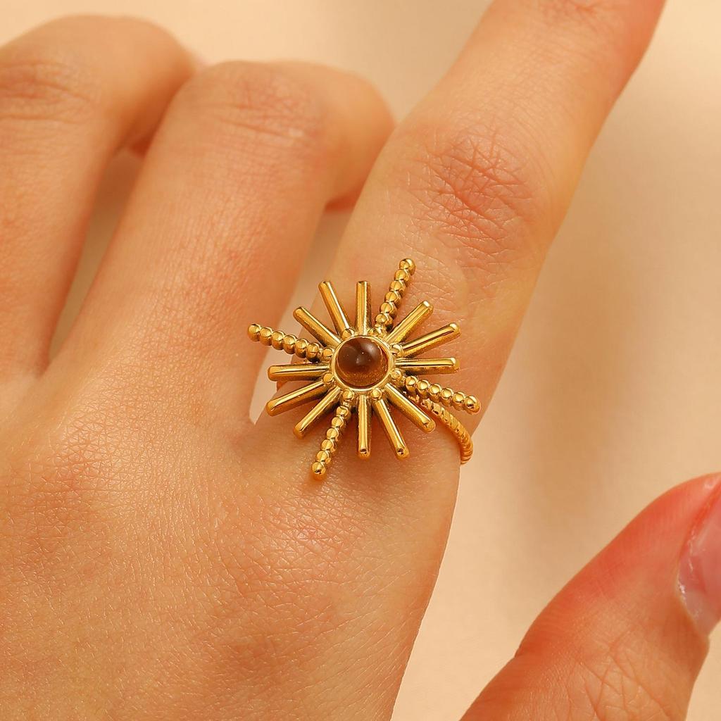 Vintage Turquoise Stainless Steel Open Finger Ring for Women