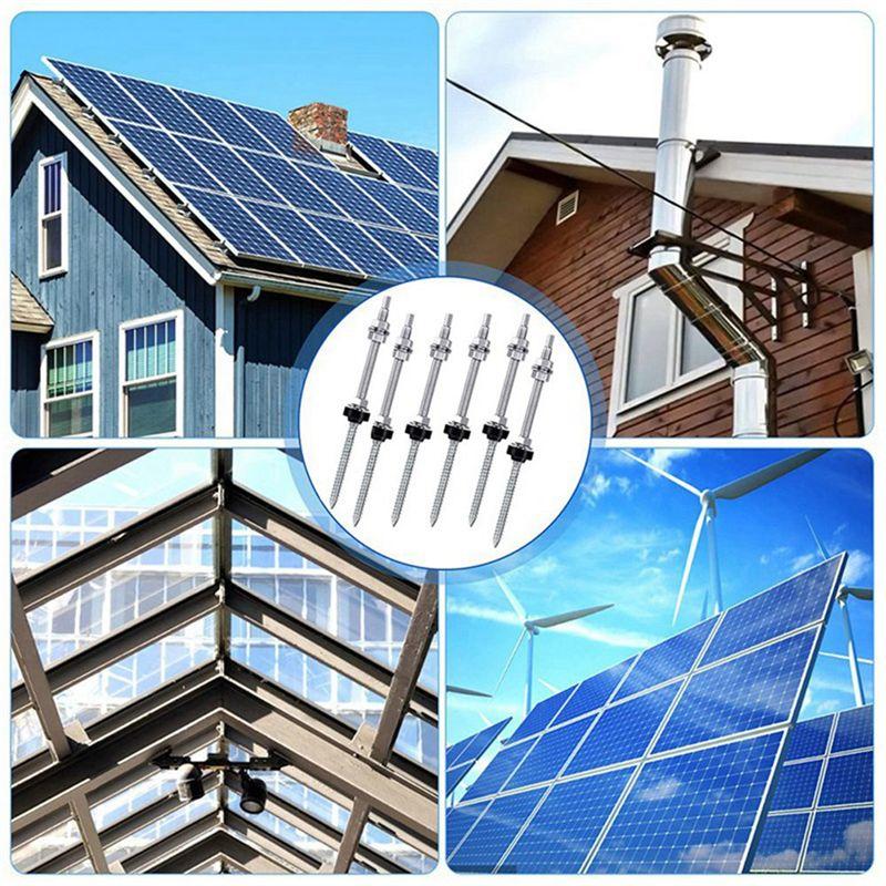 A60z25cm Solar Hanger Bolts Solar Panel Roof Mounting Screws M10 Solar PV Panel Mounting Bracket For Fixing Solar Panel 6Pc Dura