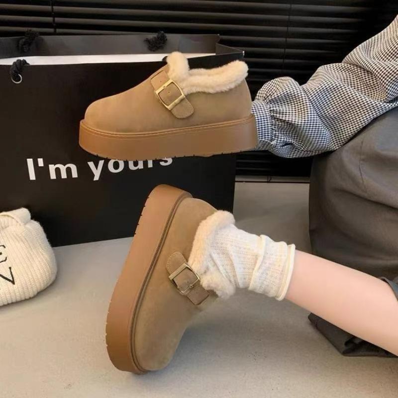 Fleece Warm Snow Boots Women's Fluffy Shoes Women's New Winter Boken Small Cotton Shoes