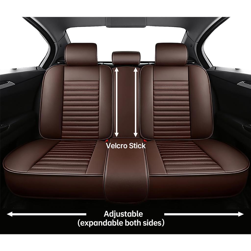 Universal Leather Car Seat Covers for SUVs Sedans Trucks Breathable Elegant Easy-Clean Comfortable Fit Airbag Port Waterproof