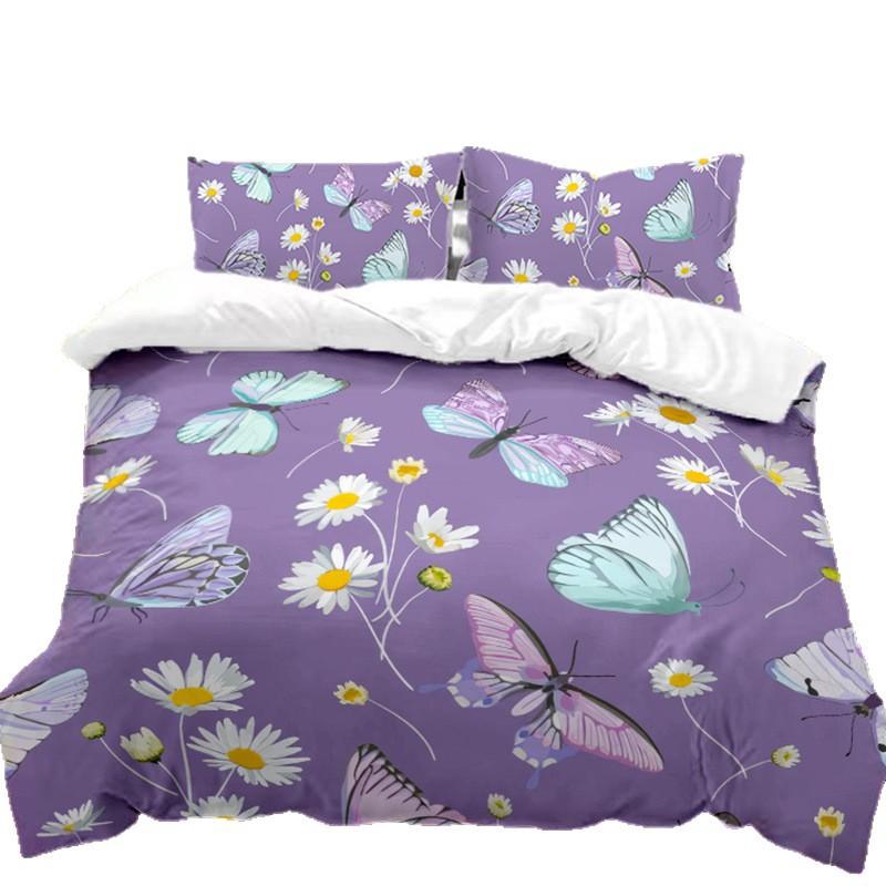 Three-piece butterfly quilt cover 3D digital printing bedding kit Japan