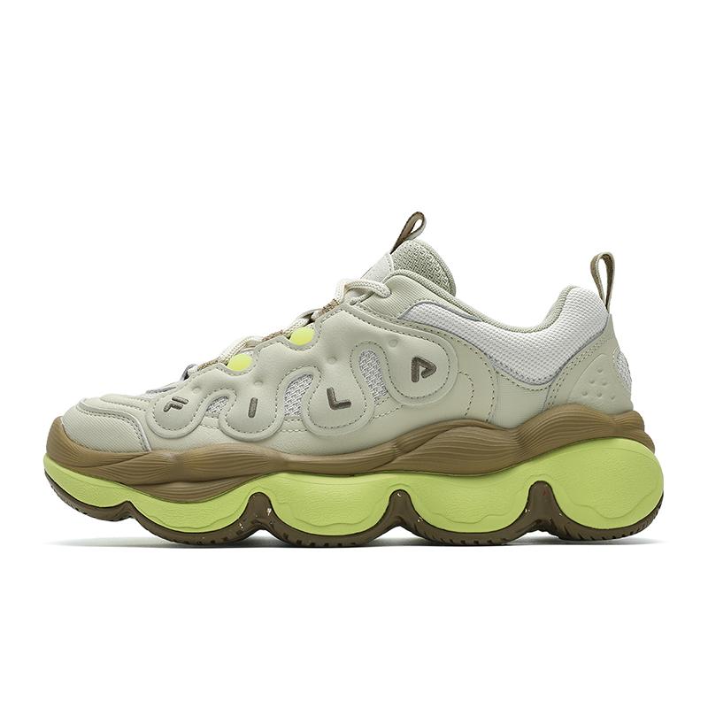 New FILA PEASE Pea Shoe Low Top Casual Shoes Women's Green Yellow F12W441117FGA