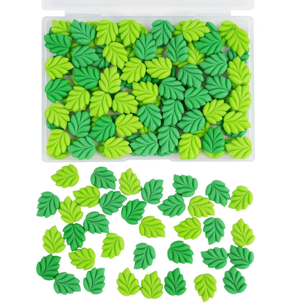 YOUOWO Mixed Resin Leaf Decorative for Cute Resin Decorations 100-Piece Parts, Green, Crafts, Handmade,