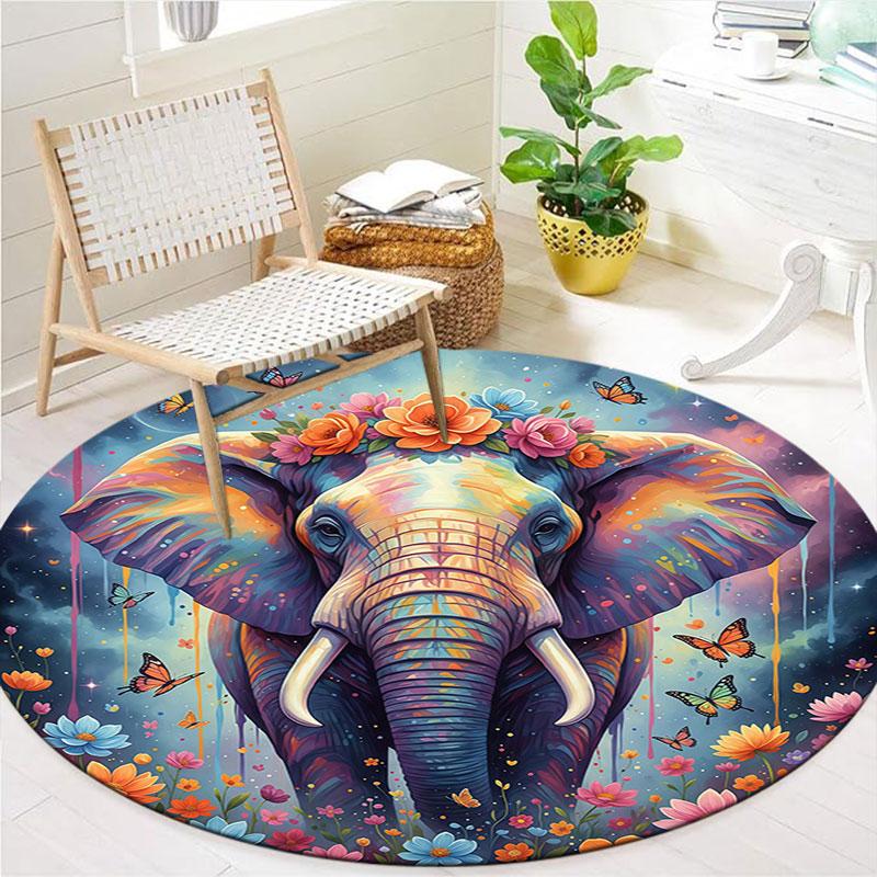 Liquidpaintanimals Round Area Rug,Carpet Rug for Living Room Bedroom Sofa Playroom Decor,Non Slip Floor Mat