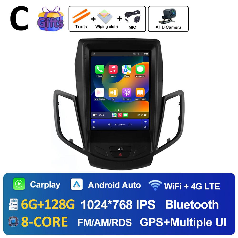 Wireless Carplay DSP Stereo For Ford Fiesta MK7 2009 2010 2011 2012 2013 2014 2015 2016 Android 14 Cooling fan GPS Navigation BT