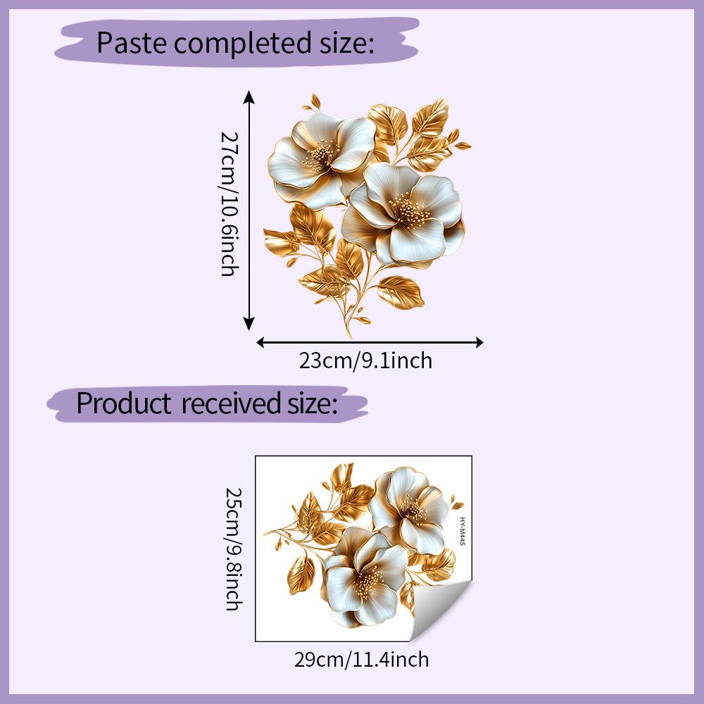 

Golden Flowers Bathroom Wall Stickers For Toilet Sticker Wc Accessories Bathroom Decor Room Decor Wall Decor Adhesive Wallpaper