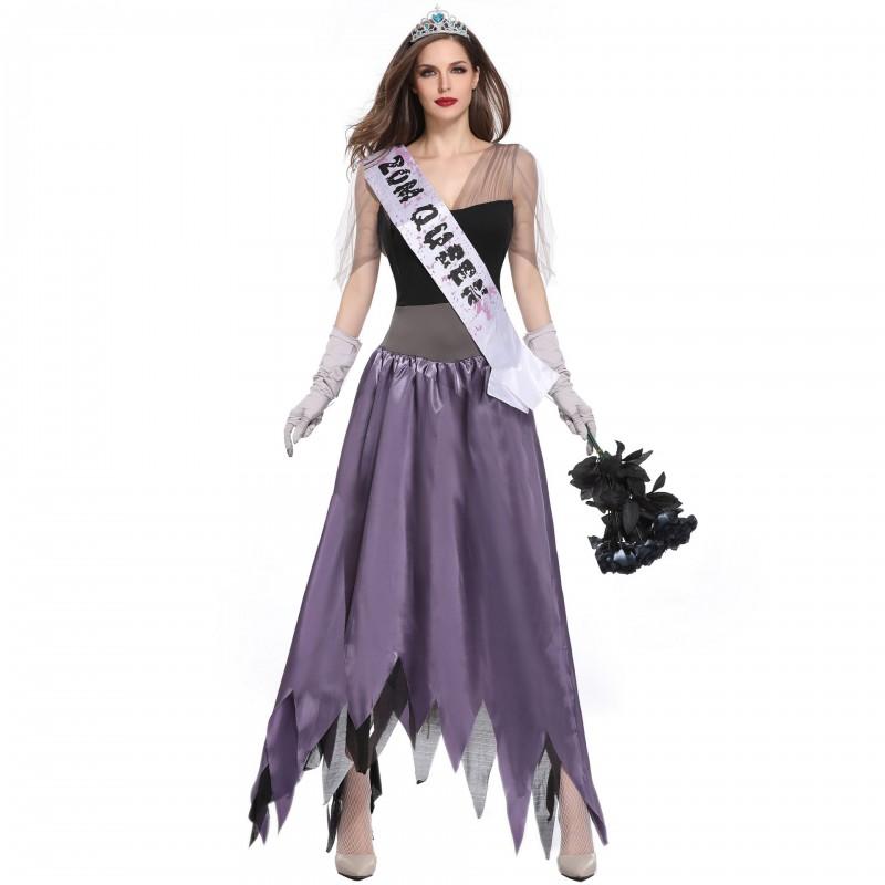 Zombie Queen Costume Vampire Bride Dress Halloween Party Cosplay