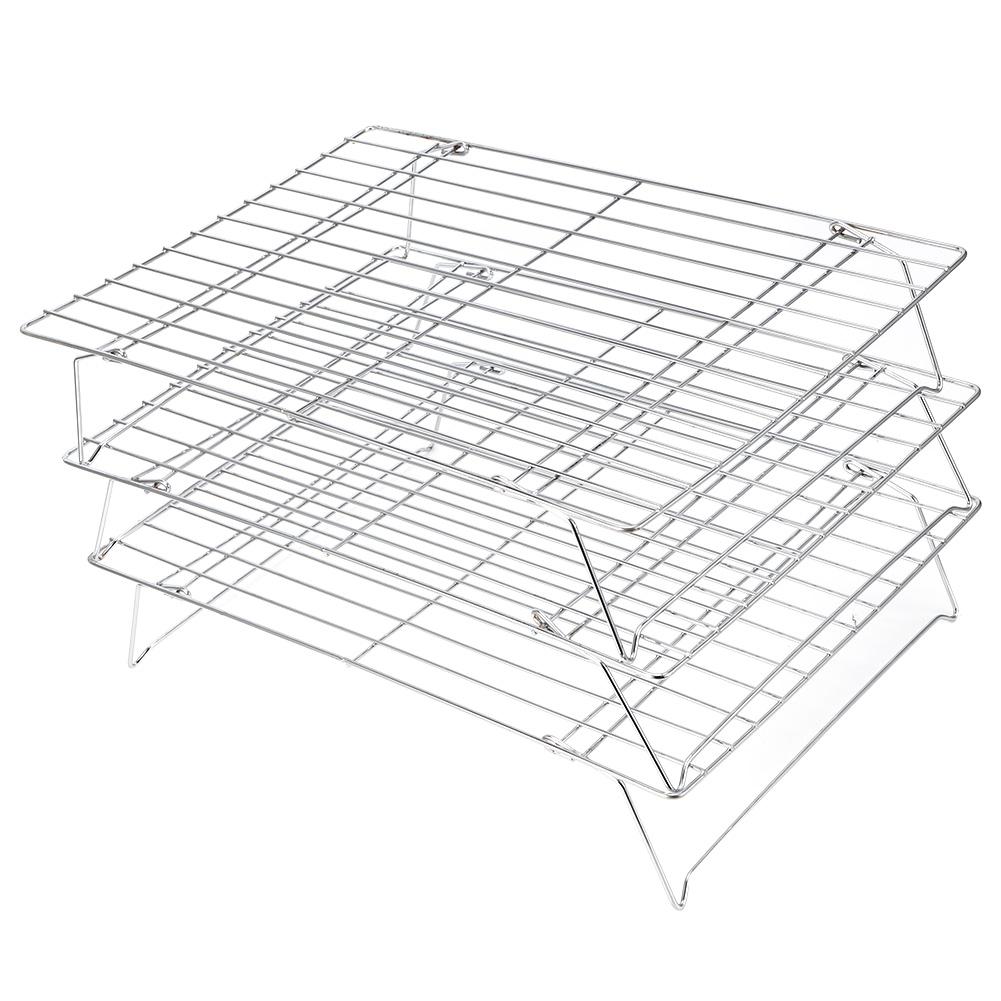 

3‑Tier Cooling Rack Collapsible Folding Legs for Cookies Cakes Kitchen Baking Grilling Tool