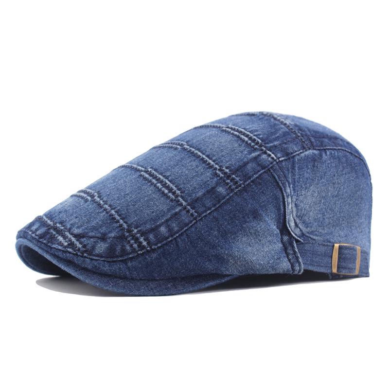 

Washable Denim Duckbill Cap: Unisex Flat Cap & Newsboy Beret Adjustable