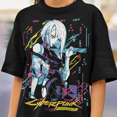 Cyberpunk Neon Anime T-Shirt, Futuristic Streetwear Tee, Dystopian City Aesthetic Shirt, Gaming Lover Gift, Video Game Graphic Unisex Shirt