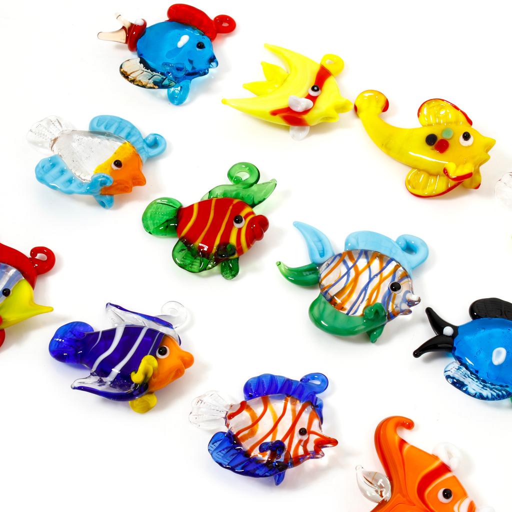 1PCs 3D Lampwork Ocean Charms For Jewelry Making Tropical Fish Animal Tiny Statue Ornaments Aquarium Decor DIY Necklace Pendant
