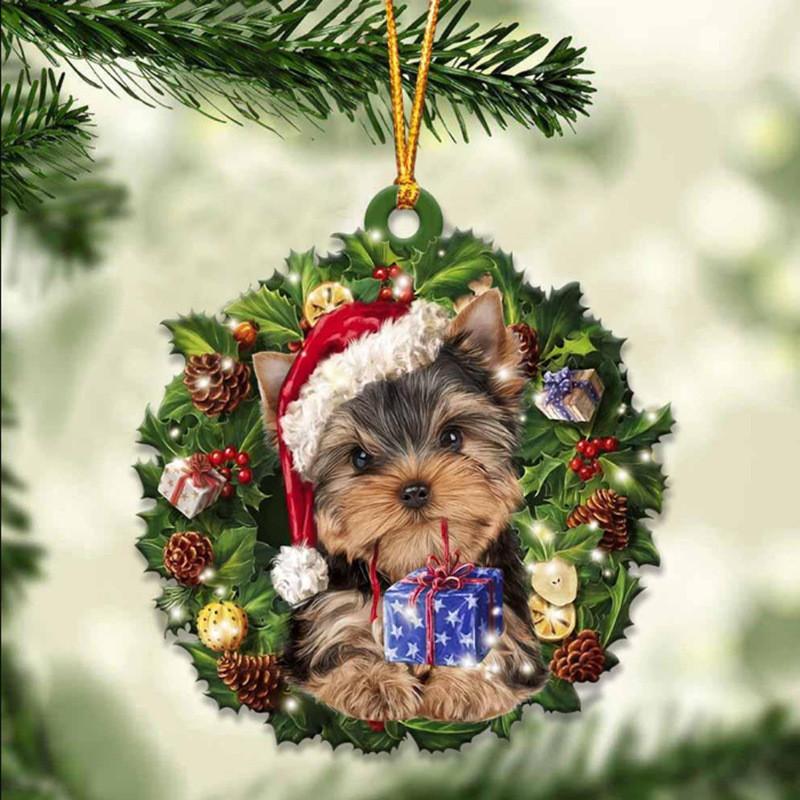 Cute Christmas Acrylic Dog Hanging Decor For Rearview Mirror And Home Spaces