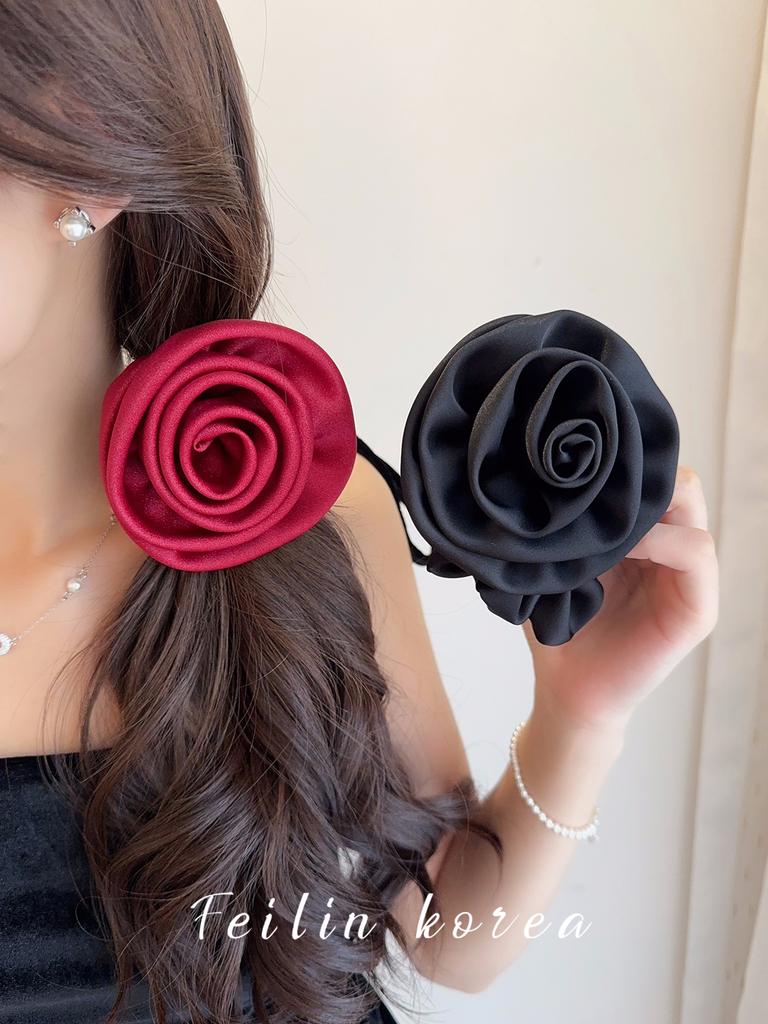 Rose Hairband Retro Large Intestine Ring Red Flower Hairband  New Explosive Headband