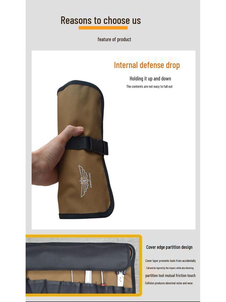 Multifunctional Roll-up Tool Bag for Electricians and Motorcyclists