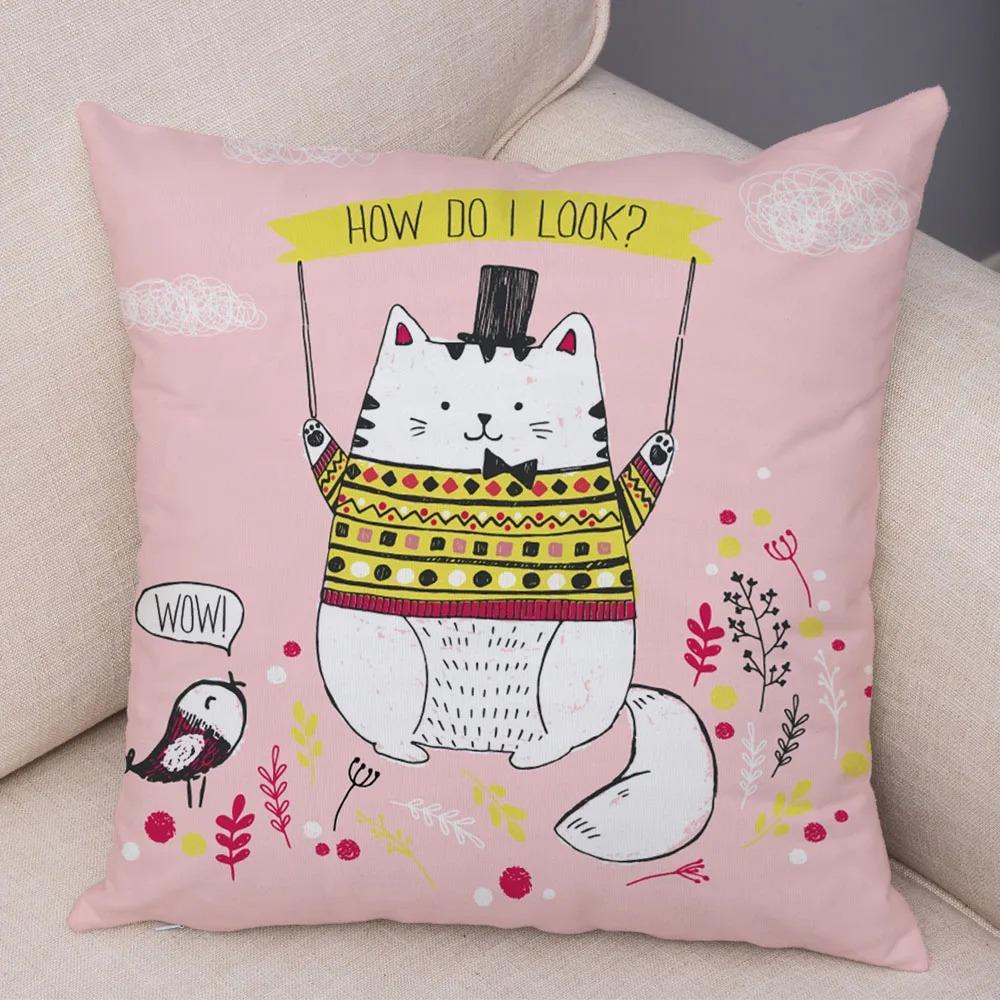 Colorful Pet Cat Decorative Pillowcase Office Living Room Car Ornaments Home Pillowcase