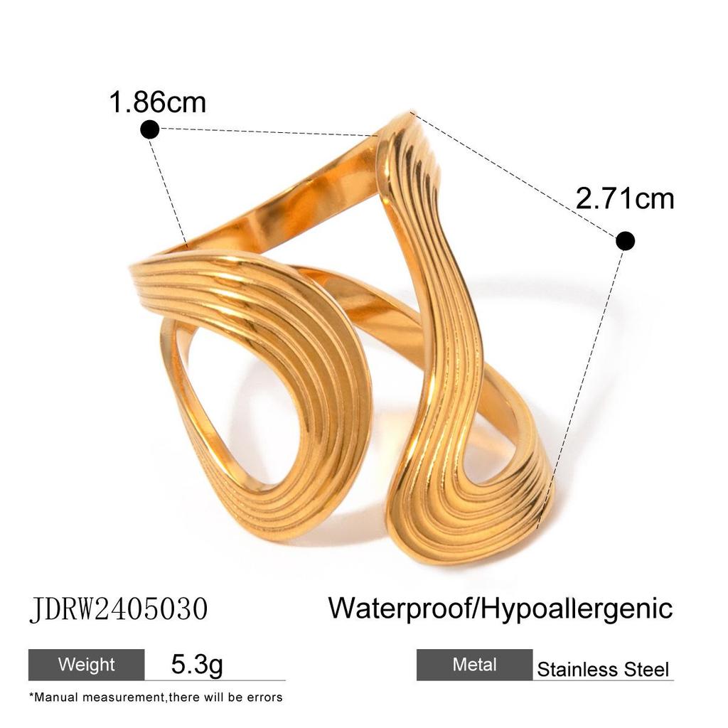 Jieding Stainless Steel Exaggerated Ring - High-end Irregular Design for Women, European and American Style