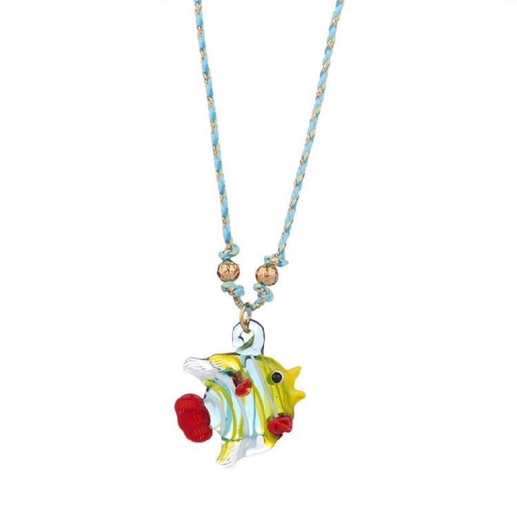 Multifuntional Glass Fish Necklace Adjustable Chain Necklace Elegant Pendant Necklace Suitable for Fashion Lover Present